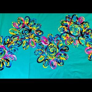 Appliqué floral hem cotton blend fabric in dark teal SOLD!